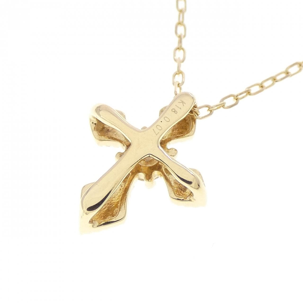 K18YG クロス ダイヤモンド ネックレス 0.07CT