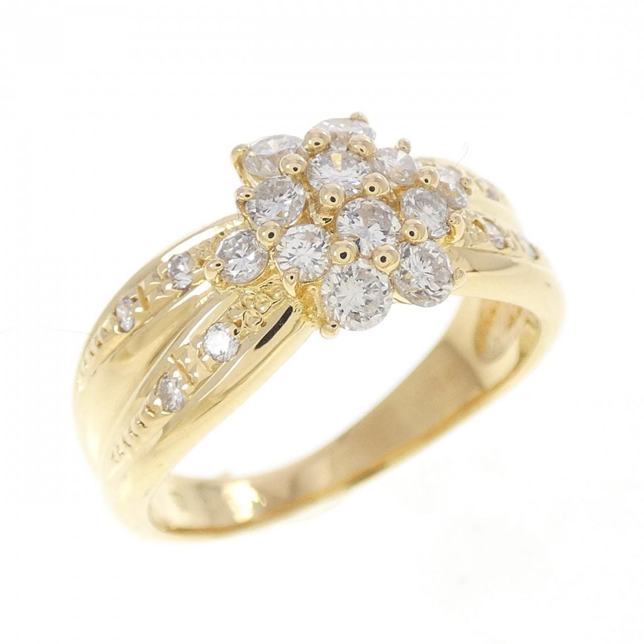 K18YG フラワー ダイヤモンド リング 0.56CT