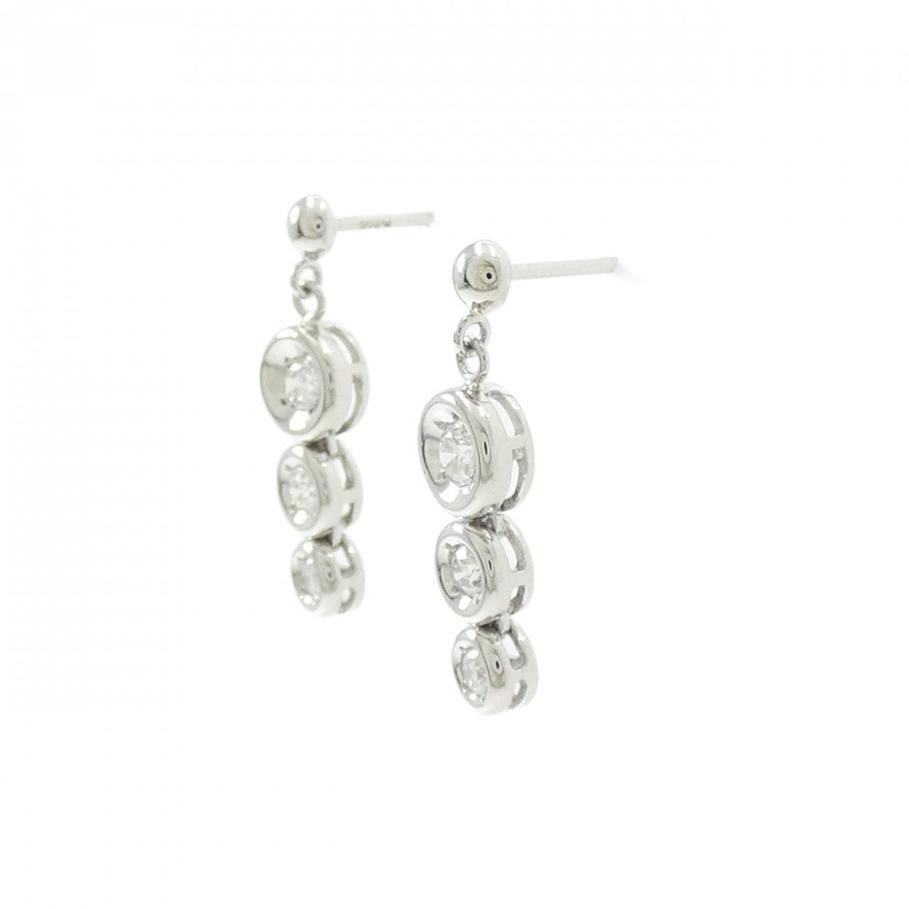 PT900 スリーストーン ダイヤモンド ピアス 0.30CT