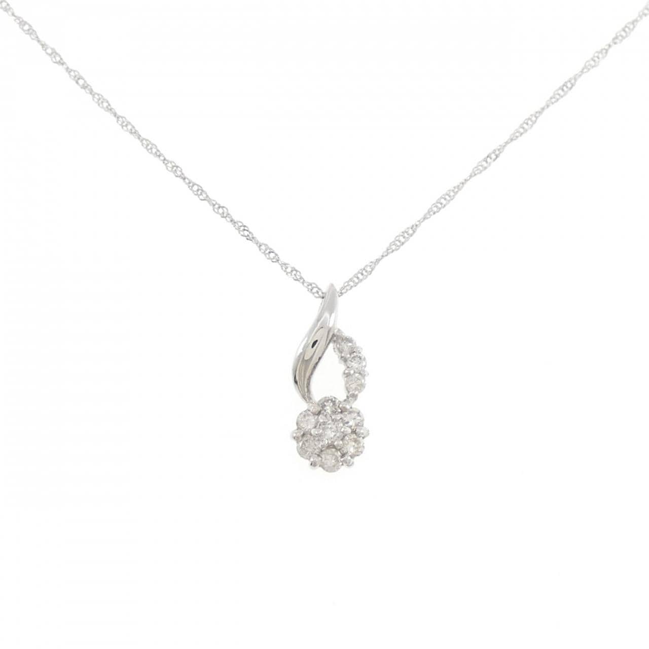 PT900/PT850 フラワー ダイヤモンド ネックレス 0.15CT
