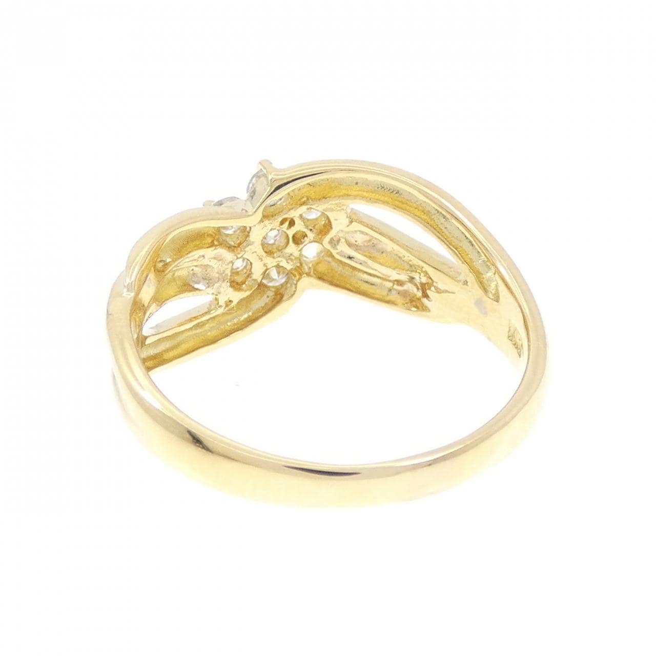 K18YG フラワー ダイヤモンド リング 0.32CT