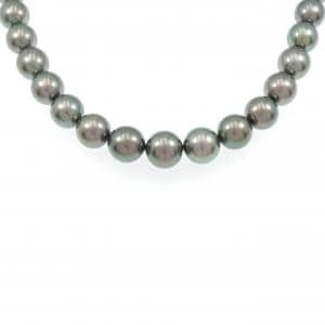 シルバークラスプ 黒蝶パール ネックレス 9-11mm