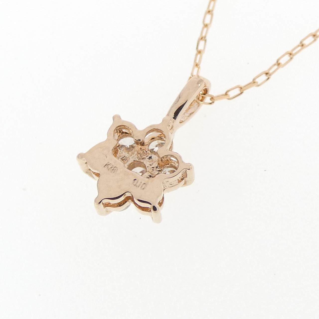 K18PG フラワー ダイヤモンド ネックレス 0.10CT