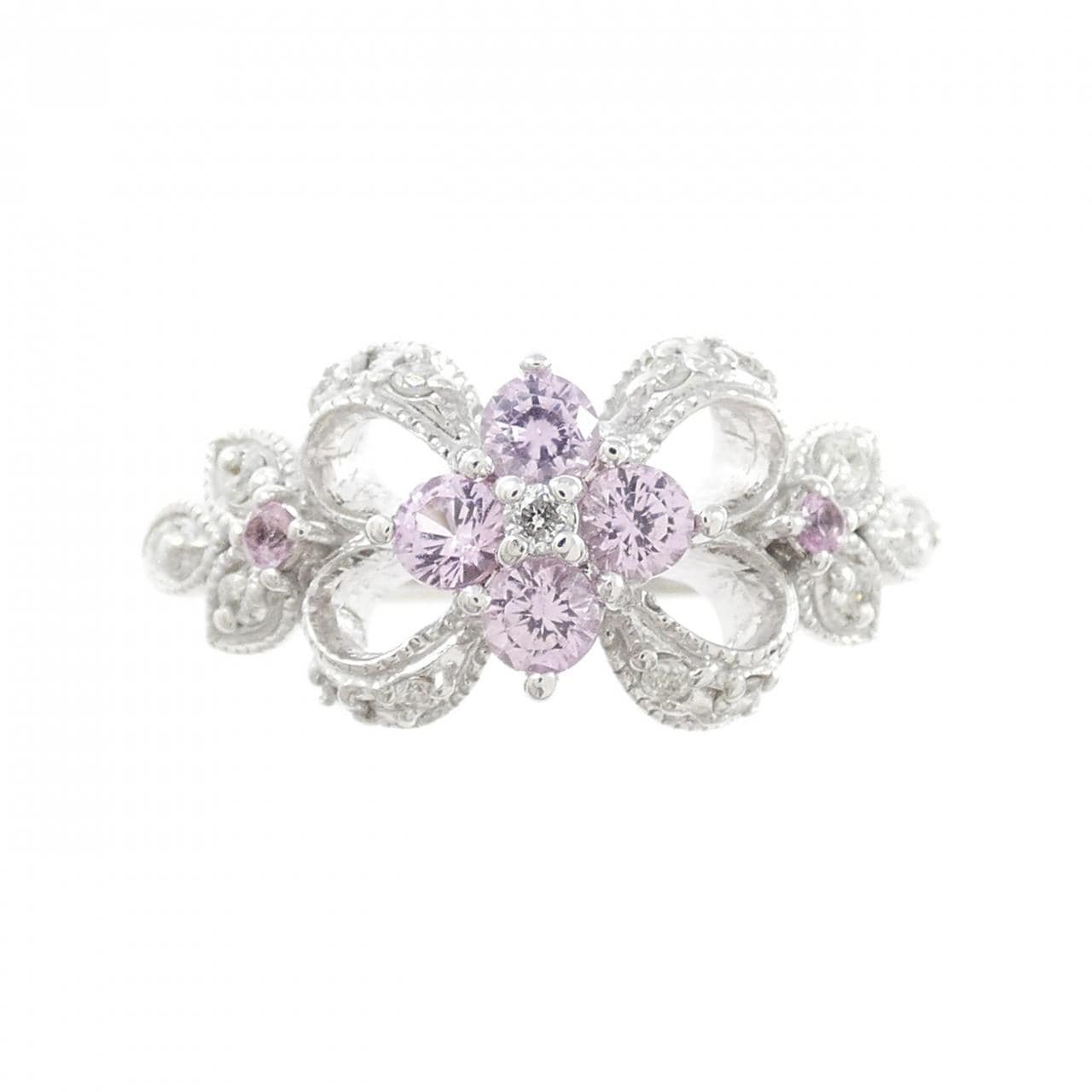 K18WG フラワー サファイヤ リング