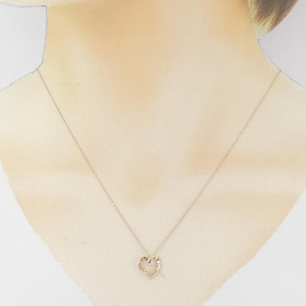 K10PG ハート ダイヤモンド ネックレス 0.01CT