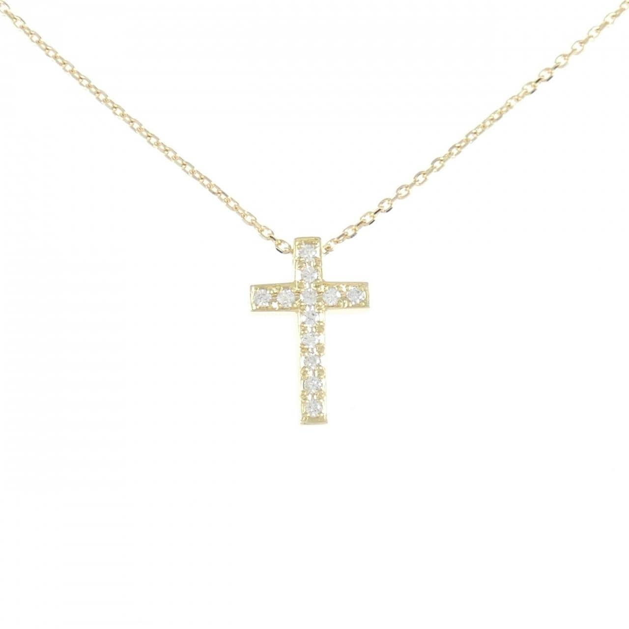 K18YG cross Diamond necklace 0.10CT