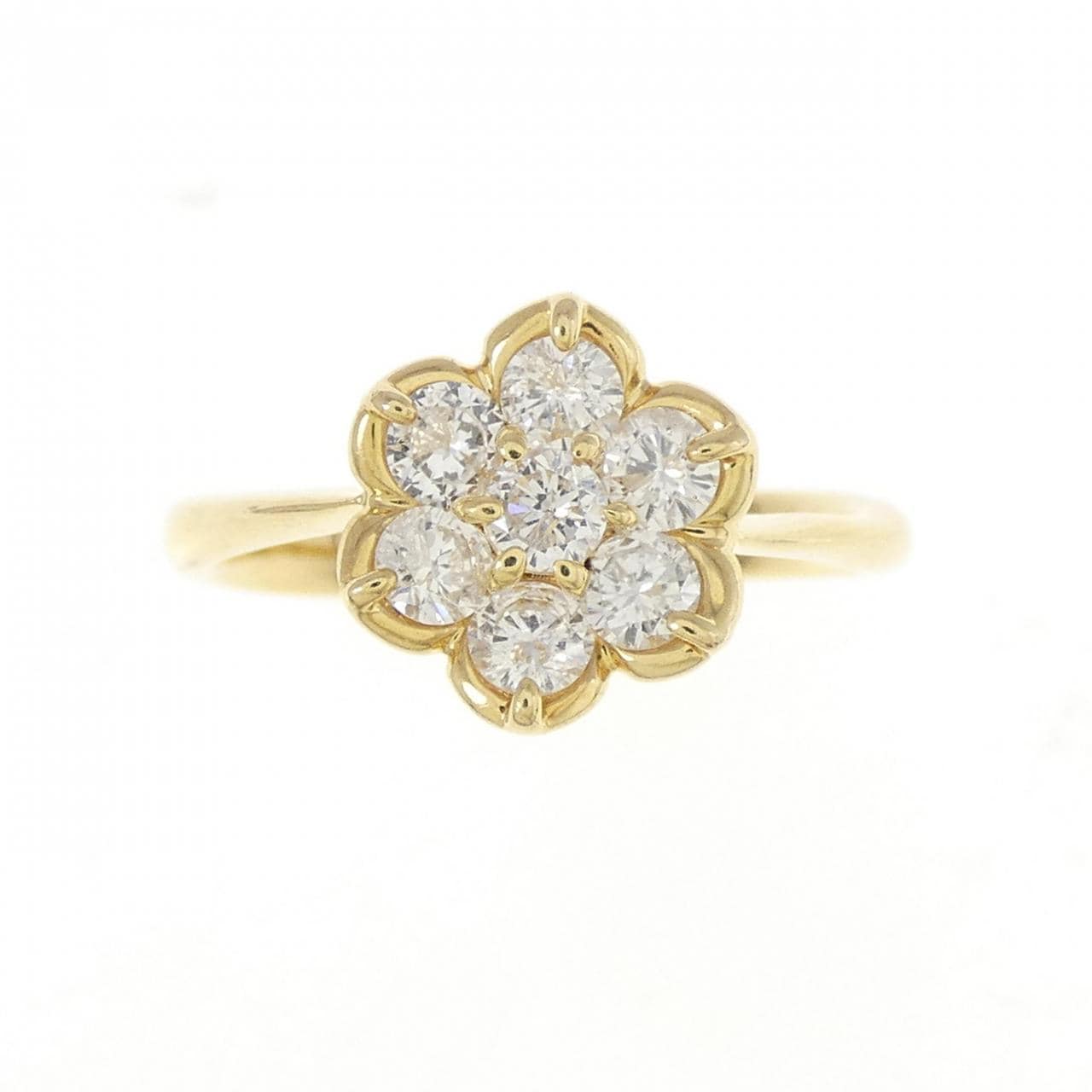 K18YG flower Diamond ring 0.50CT