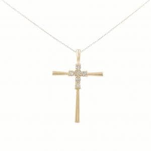K18YG クロス ダイヤモンド ネックレス 0.3CT