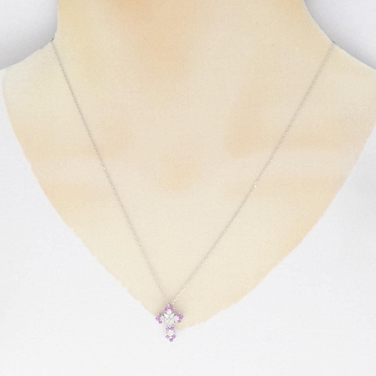K18WG クロス サファイヤ ネックレス 0.30CT