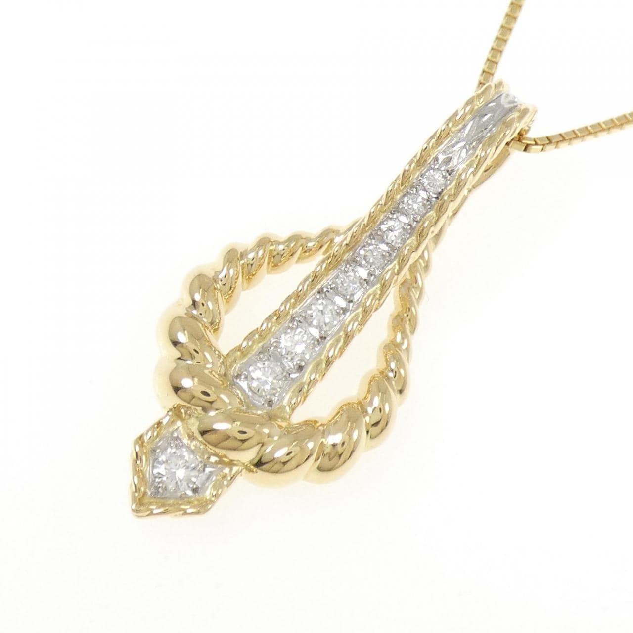 K18YG/PT900 ダイヤモンド ネックレス 0.24CT