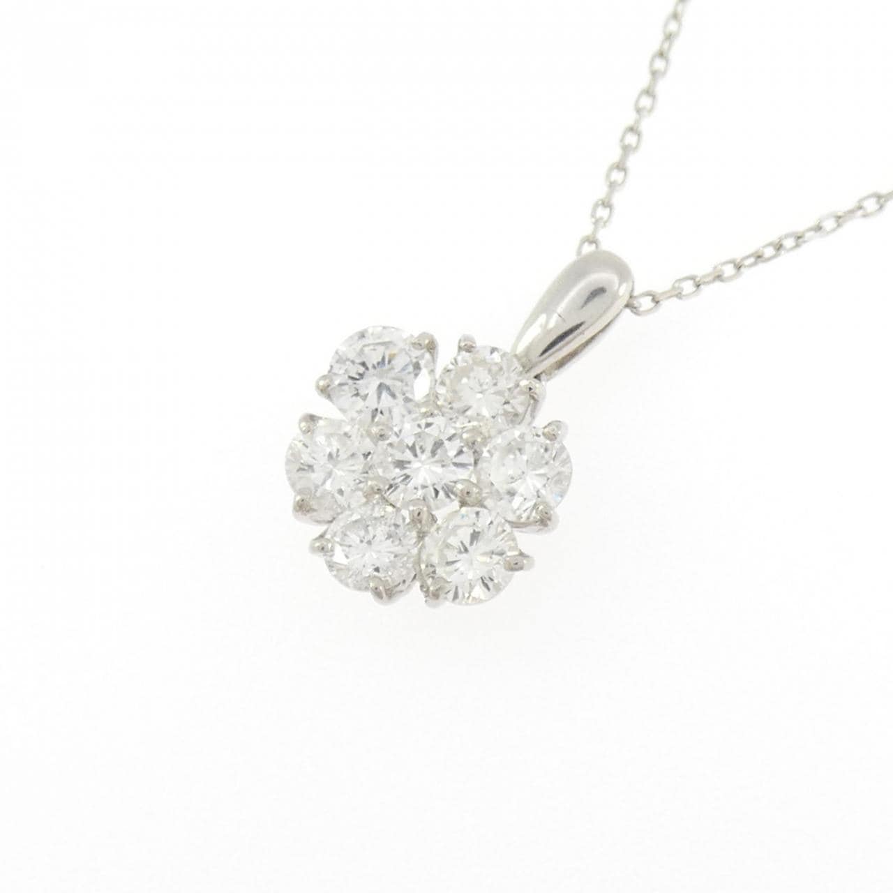 PT900/PT850 フラワー ダイヤモンド ネックレス 1.00CT