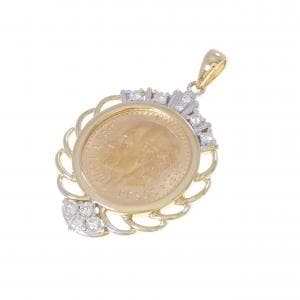 18KTYG/18KTWG(枠) ダイヤモンド コイン ペンダント 0.23CT