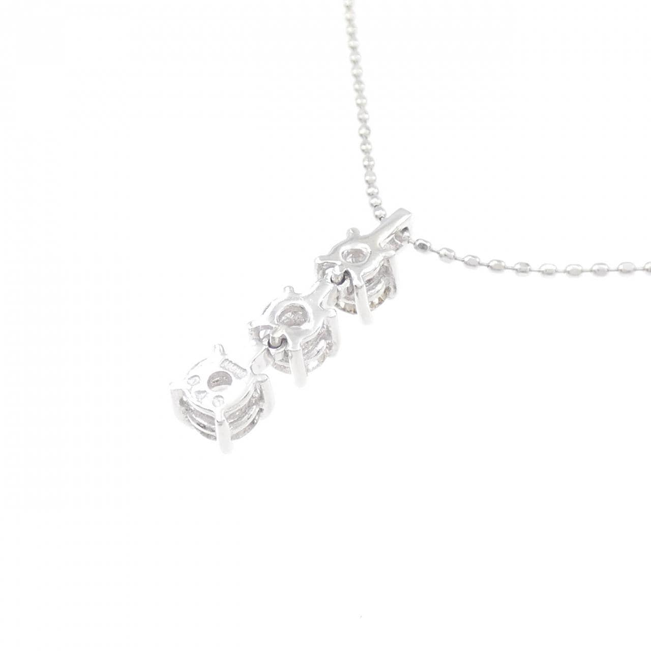 K18WG スリーストーン ダイヤモンド ネックレス 0.40CT