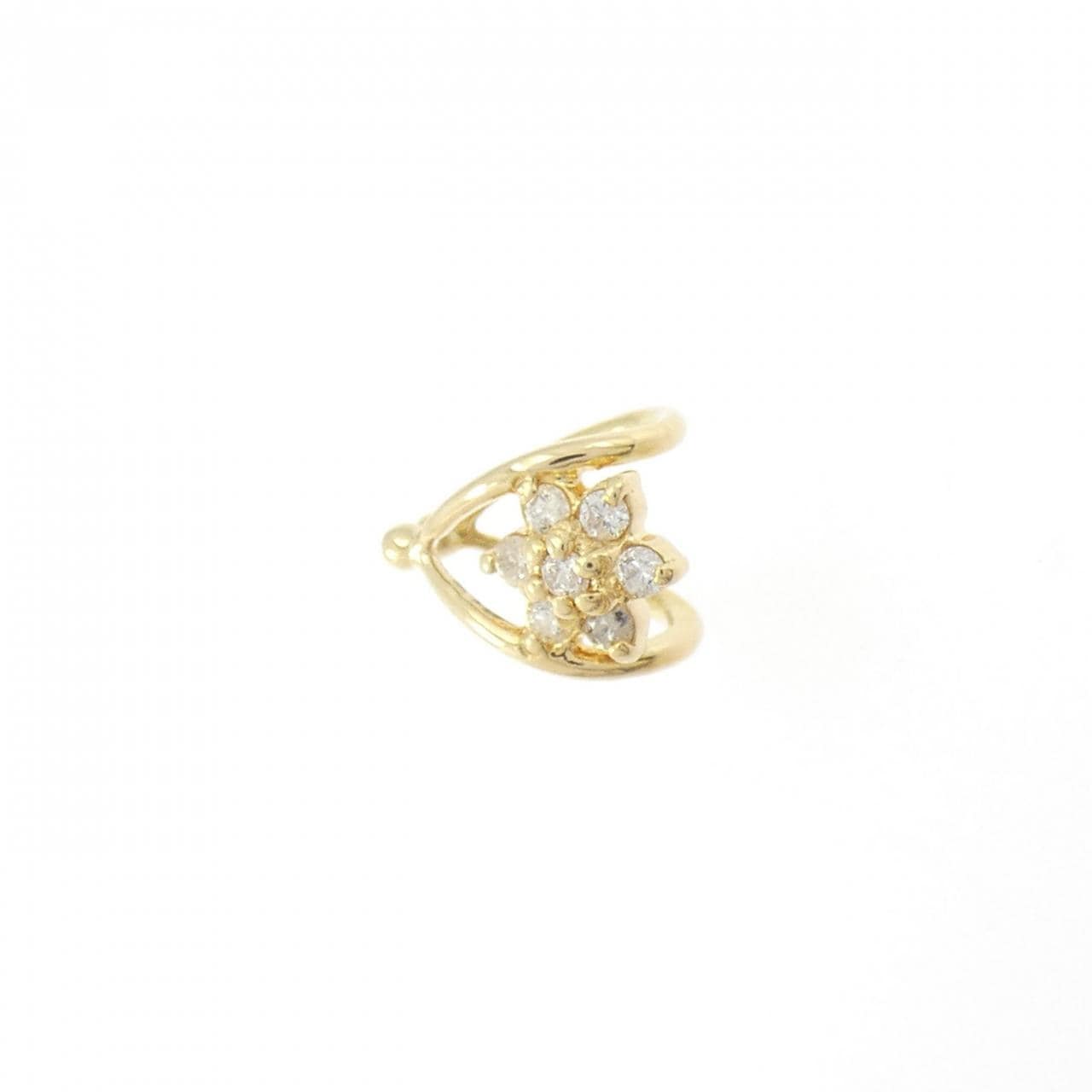 K18YG フラワー ダイヤモンド イヤーカフ 0.075CT 片耳
