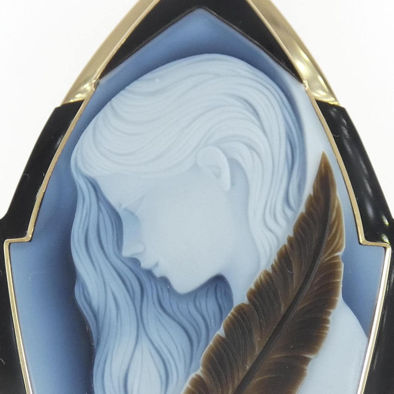 K18YG メノウカメオ ブローチ