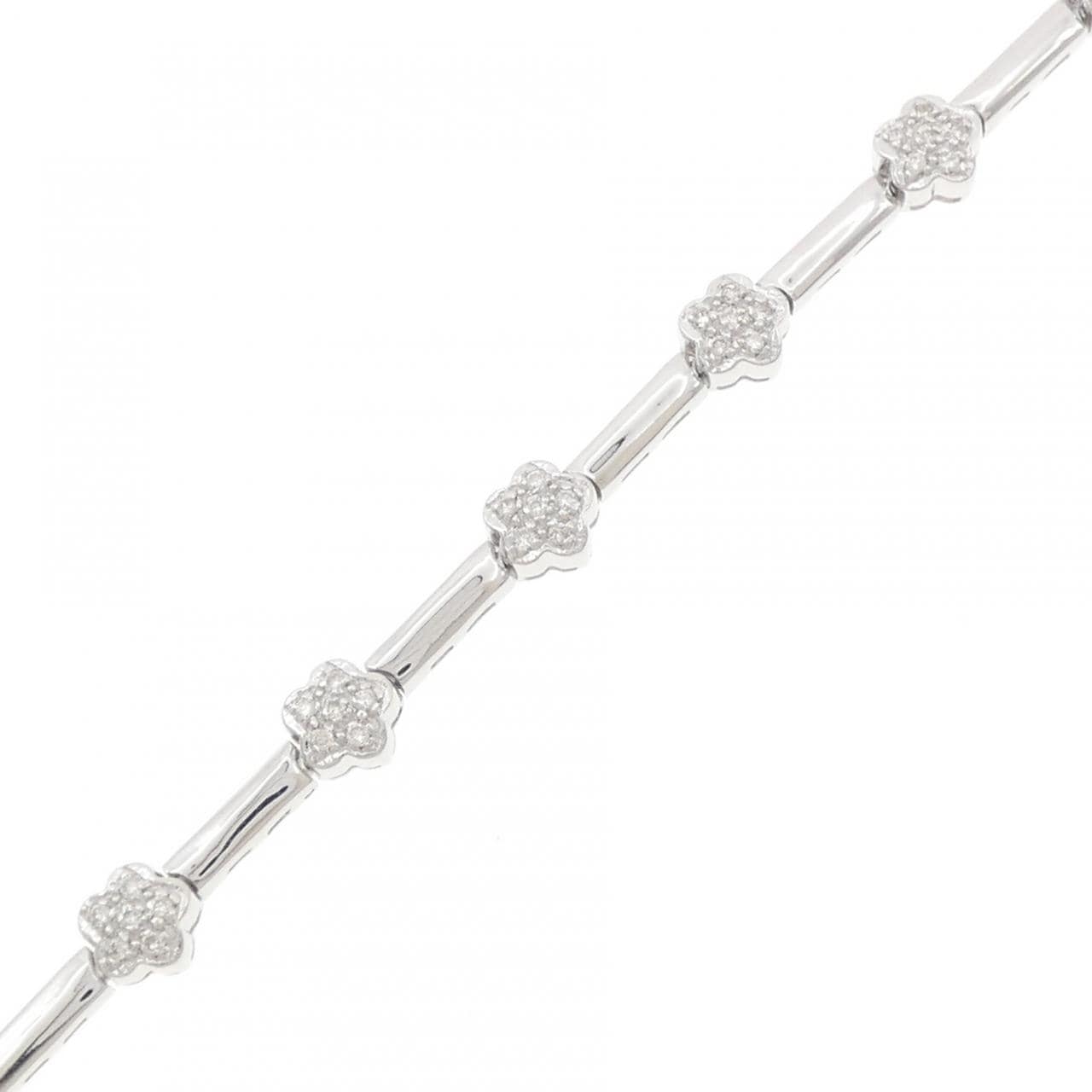 750WG フラワー ダイヤモンド ブレスレット 0.52CT