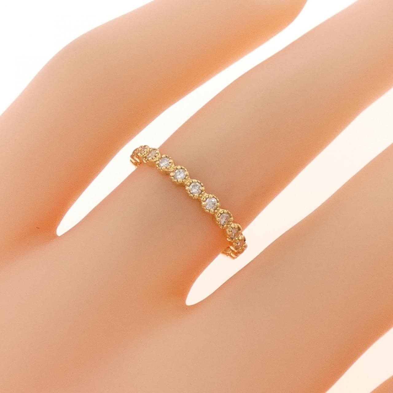 K18YG ハーフエタニティ ダイヤモンド リング 0.11CT