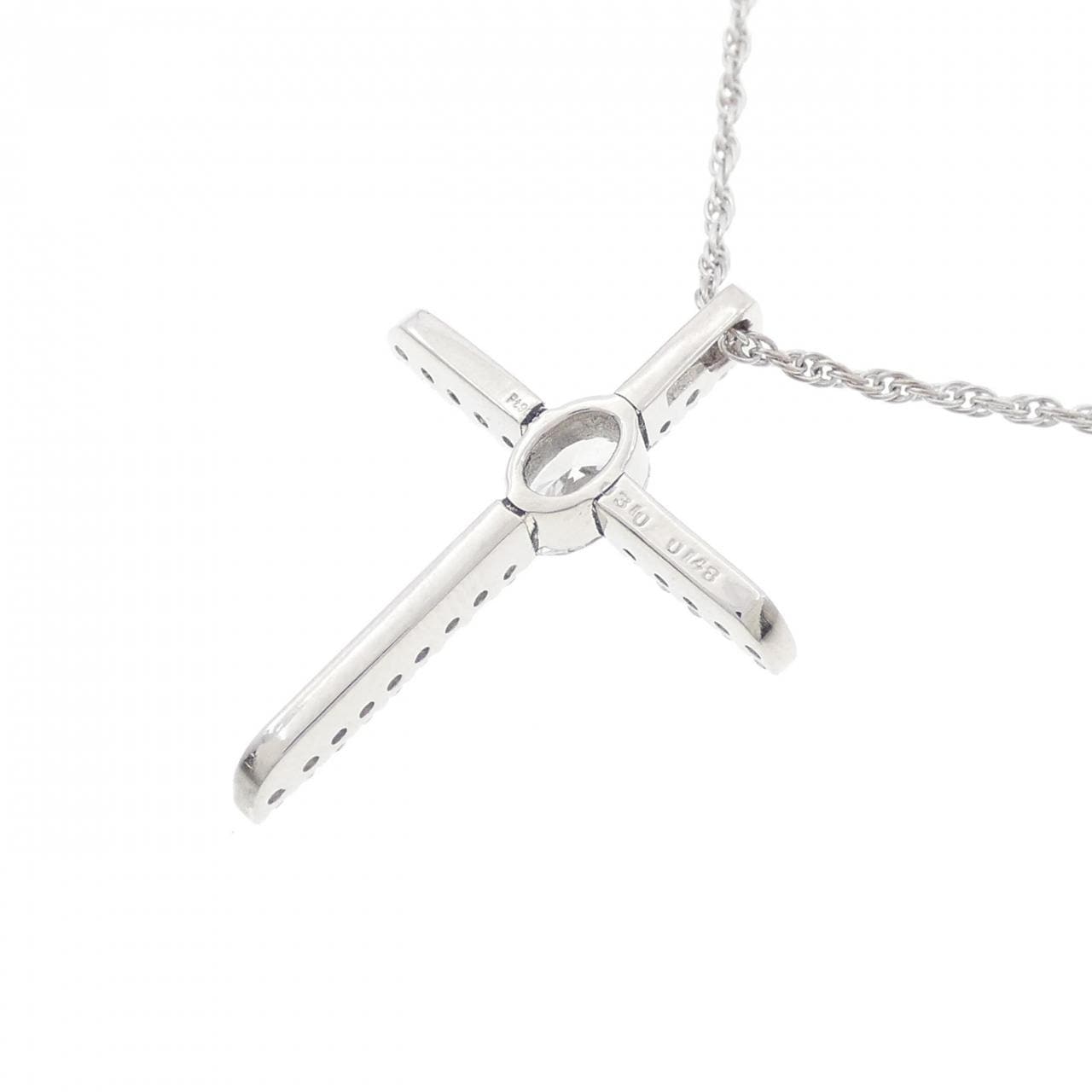 PT/K18WG クロス ダイヤモンド ネックレス 0.310CT