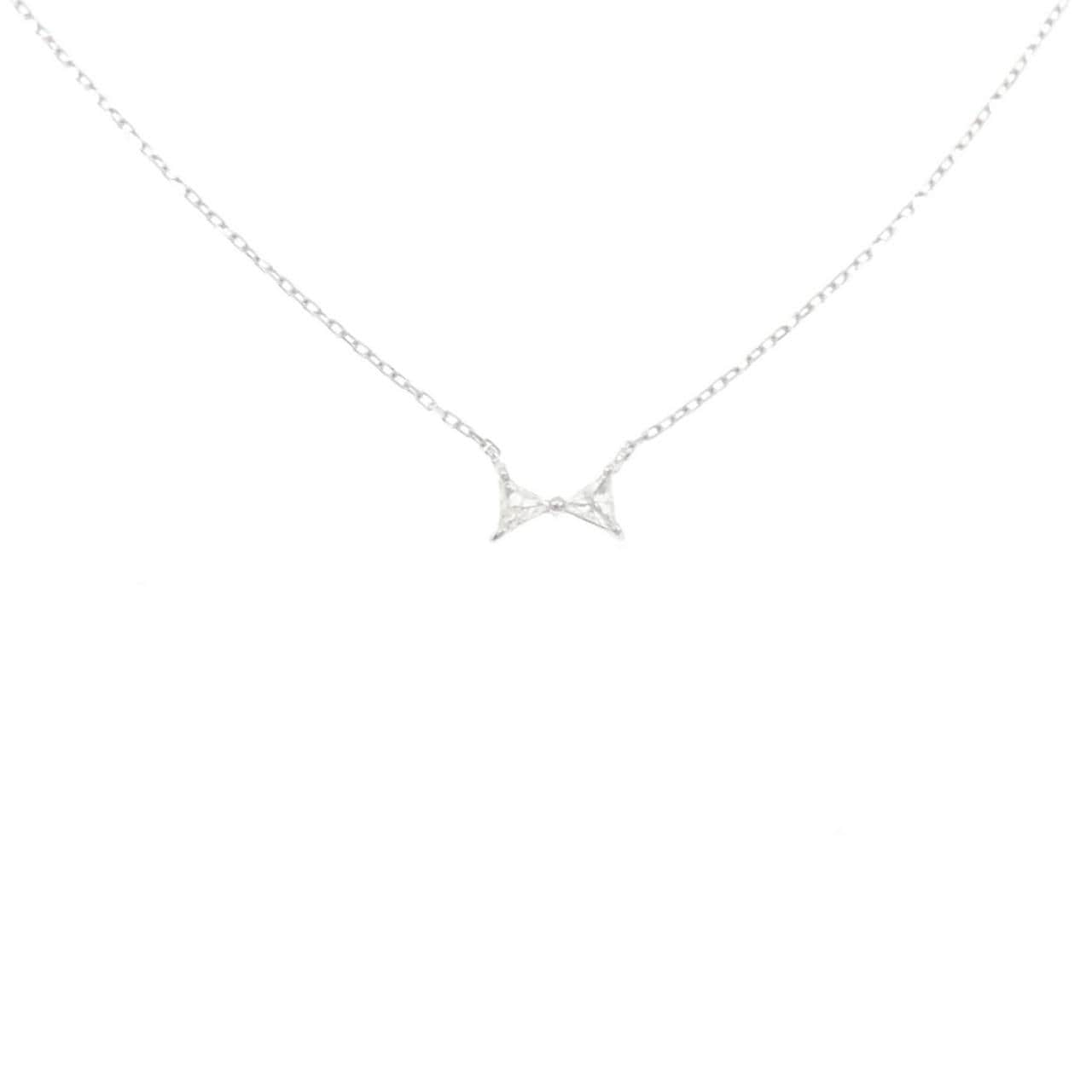 K18WG リボン ダイヤモンド ネックレス 0.20CT