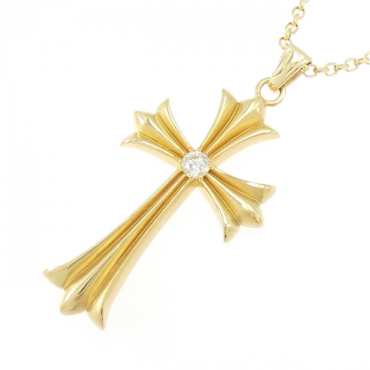 K18YG クロス ダイヤモンド ネックレス 0.215CT