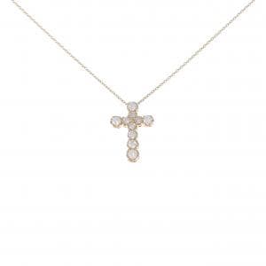 K18PG/K18YG クロス ダイヤモンド ネックレス 0.51CT