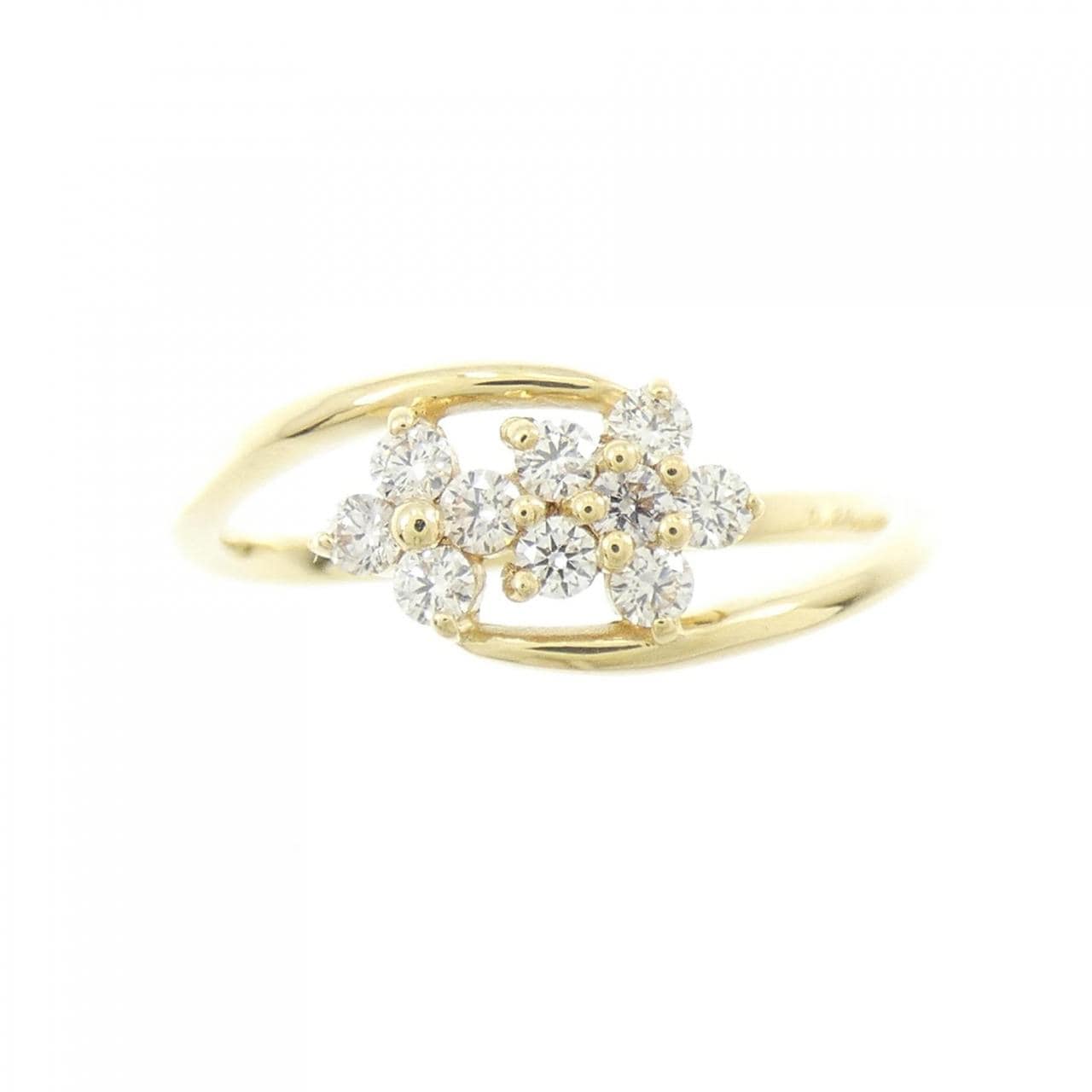 【新品】K18YG フラワー ダイヤモンド リング 0.20CT