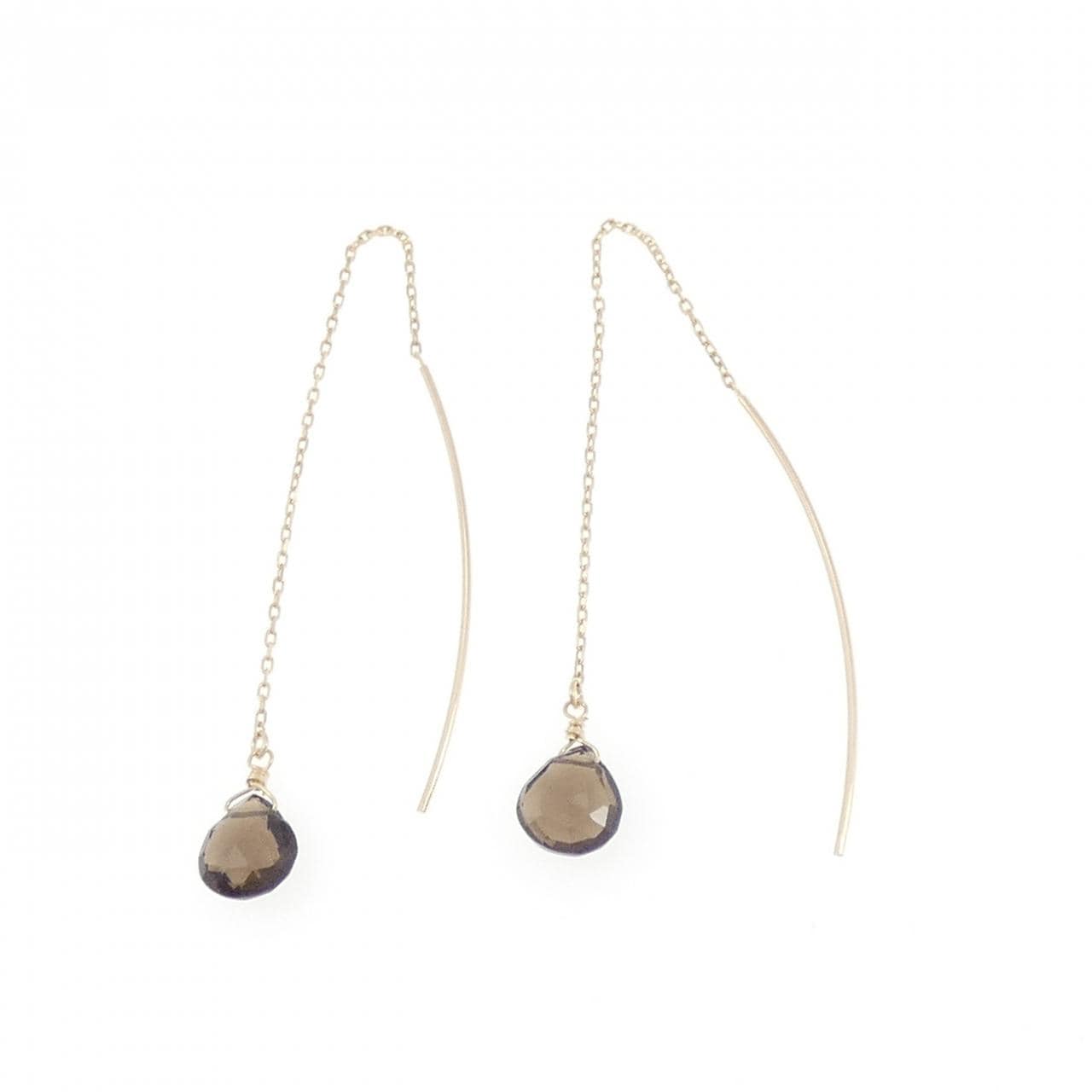 K10YG スモーキークオーツ ピアス