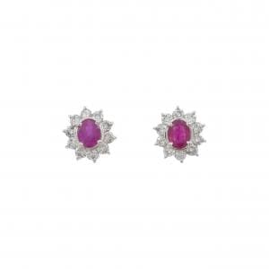PT900 ルビー ピアス 0.40CT