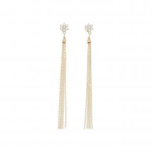 K18YG フラワー ダイヤモンド ピアス 0.30CT