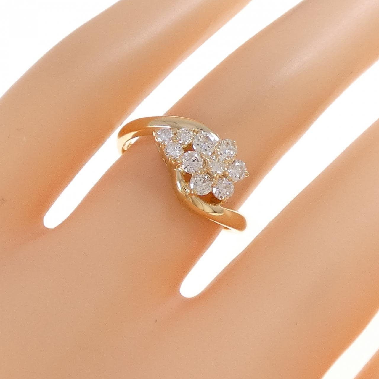K18YG フラワー ダイヤモンド リング 0.50CT