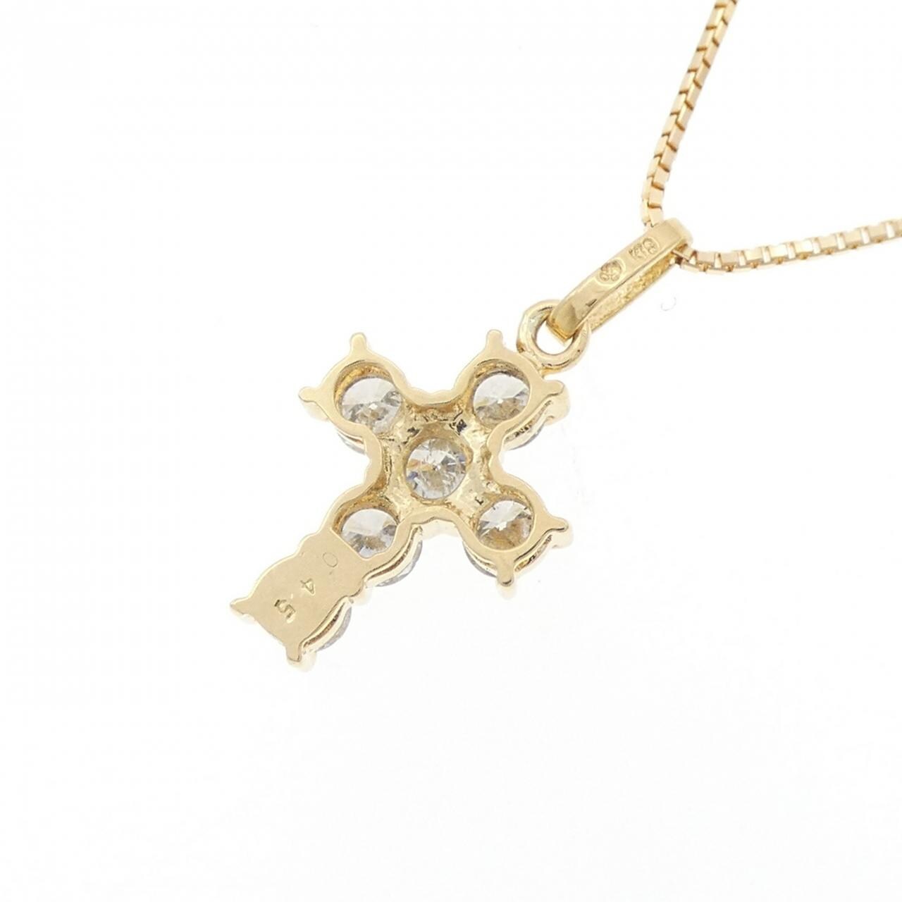 K18YG クロス ダイヤモンド ネックレス 0.45CT
