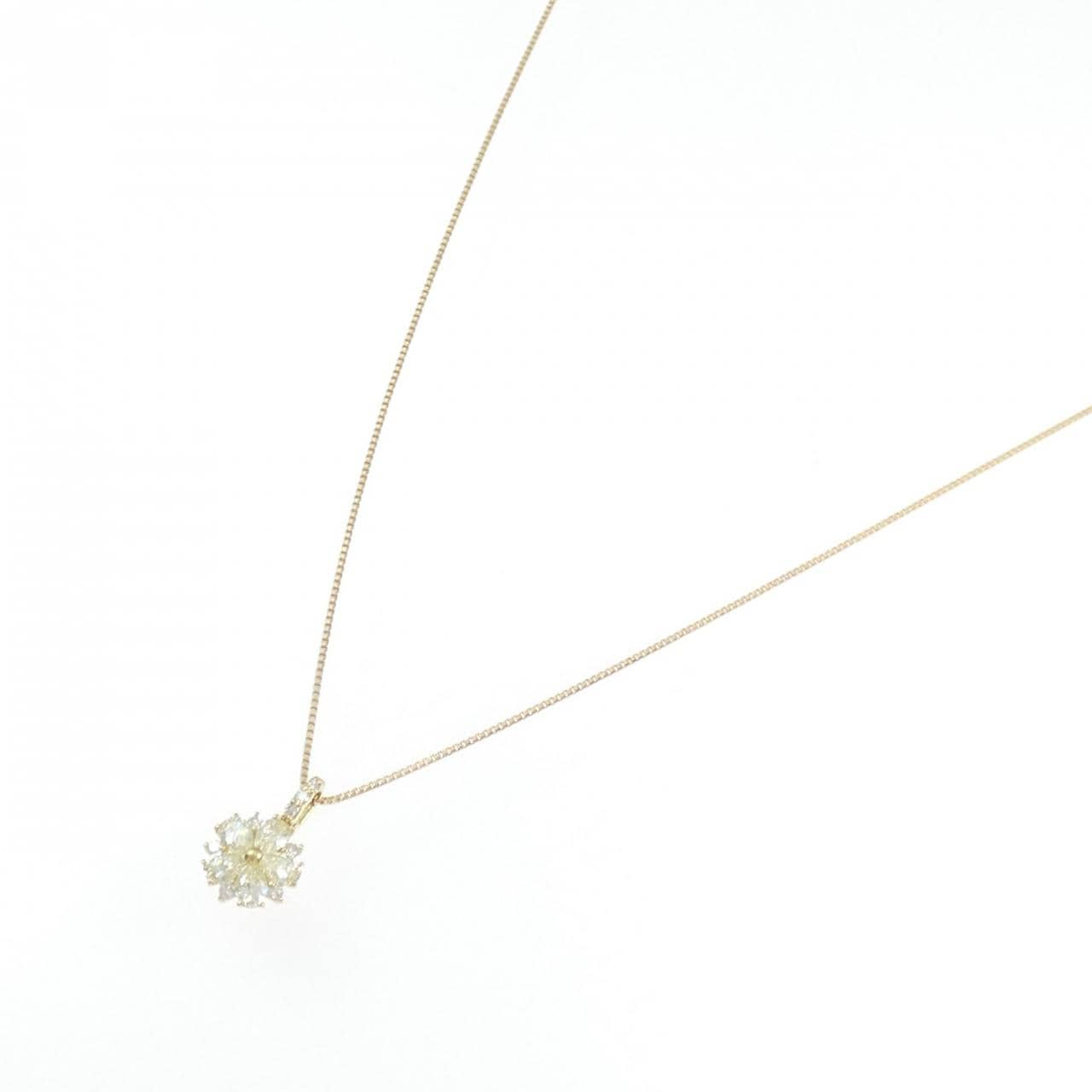 【新品】K18YG フラワー ダイヤモンド ネックレス 0.30CT