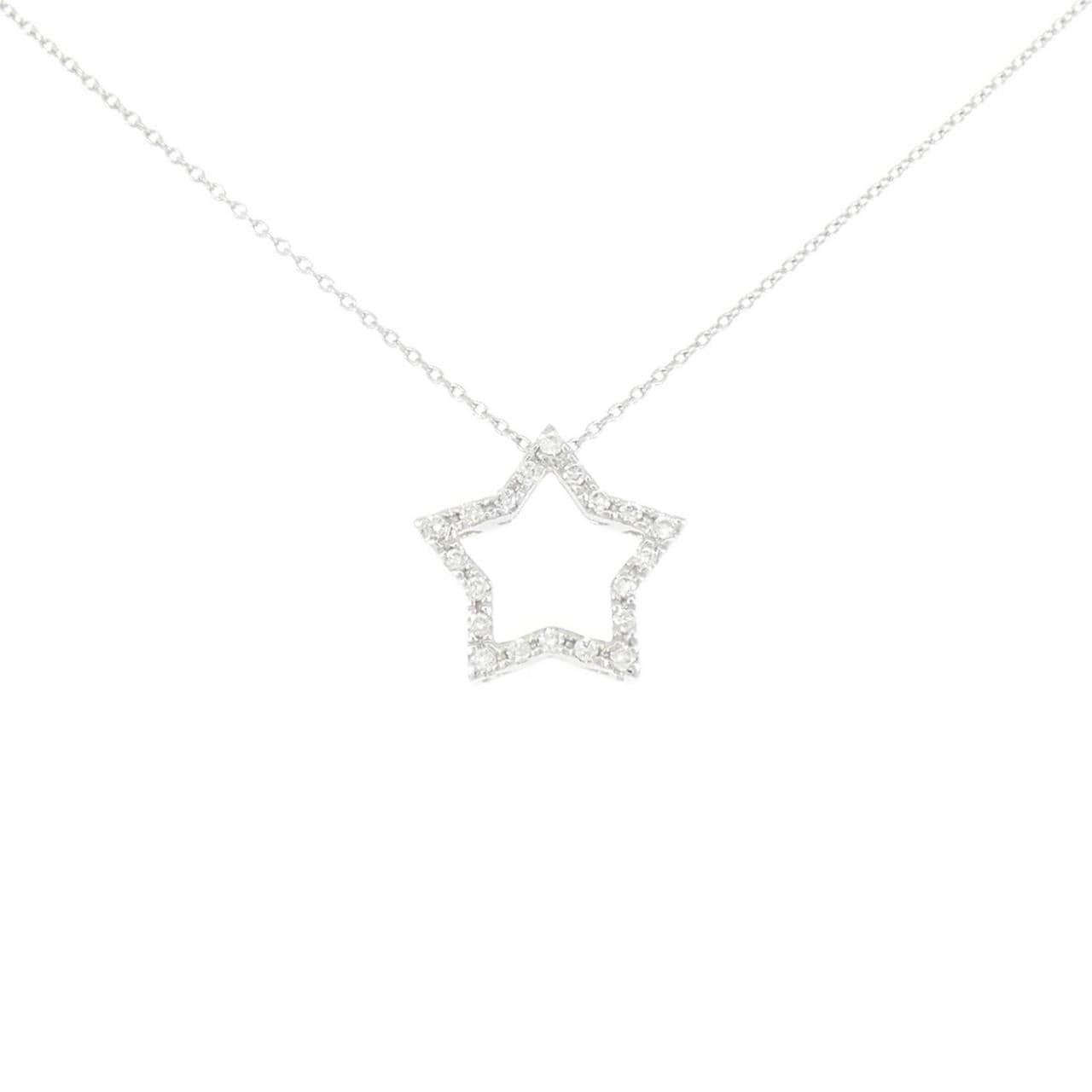 750WG/K18WG スター ダイヤモンド ネックレス 0.18CT