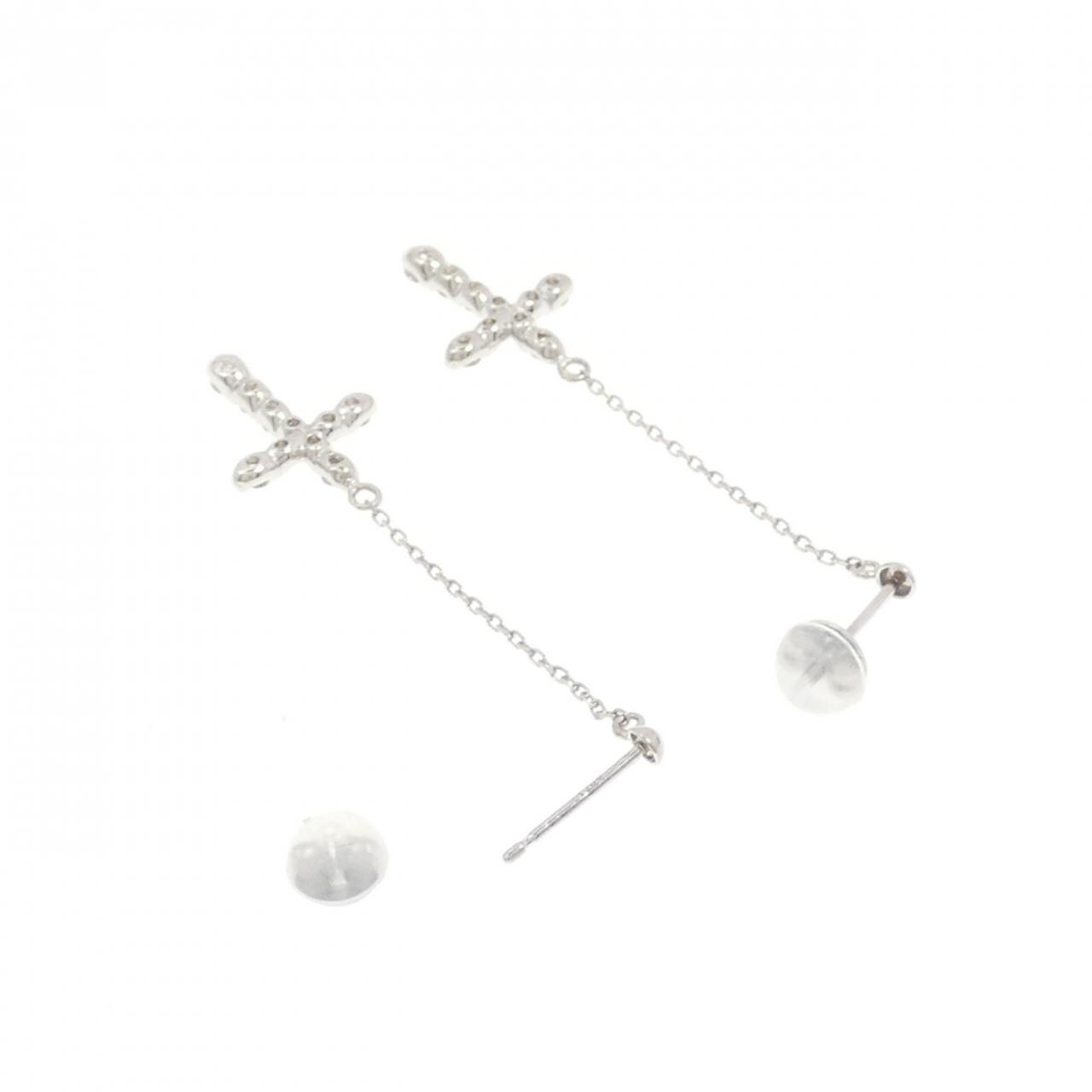 PT900 クロス ダイヤモンド ピアス 0.60CT