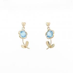 K18YG フラワー ブルートパーズ ピアス