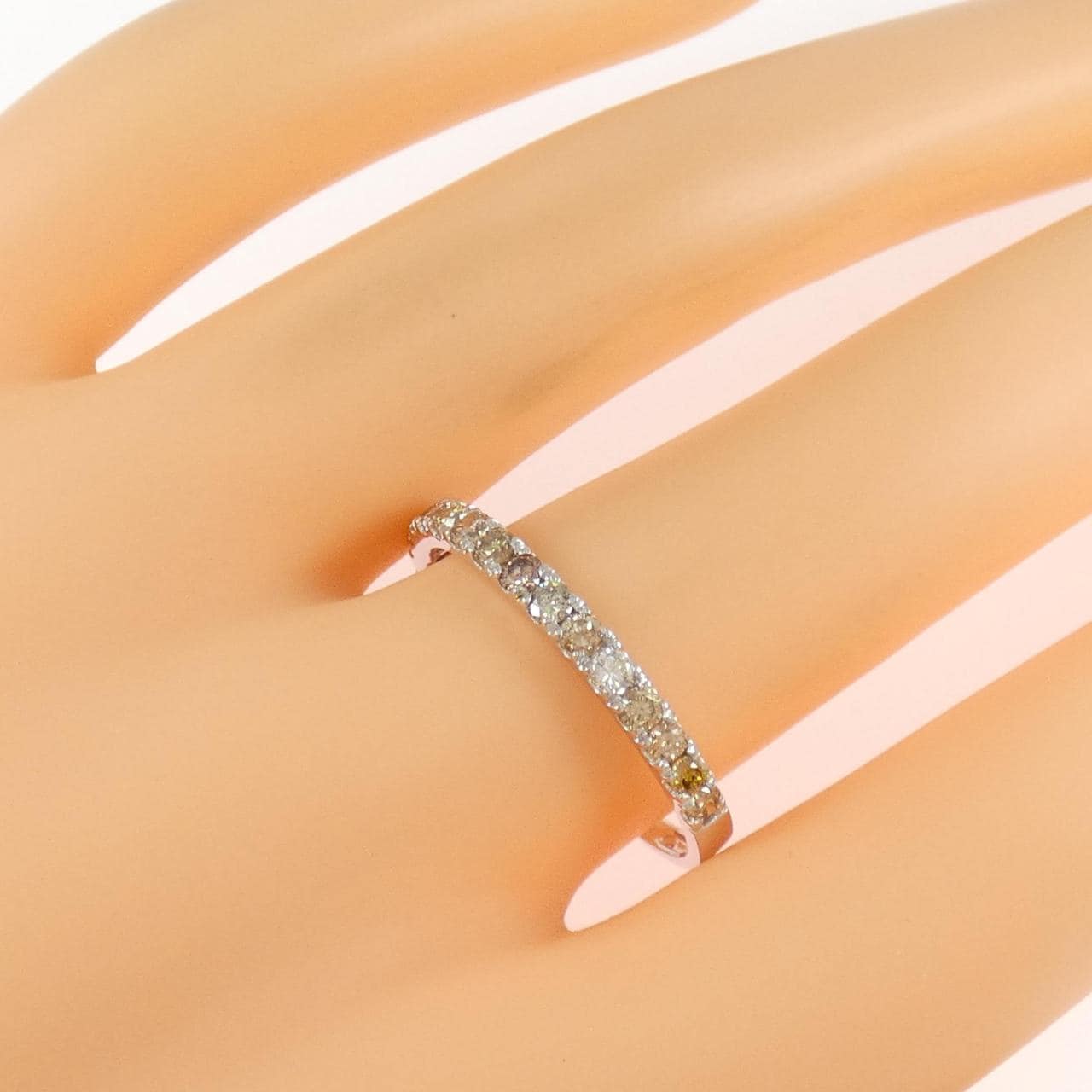K18WG ハーフエタニティ ダイヤモンド リング 0.50CT