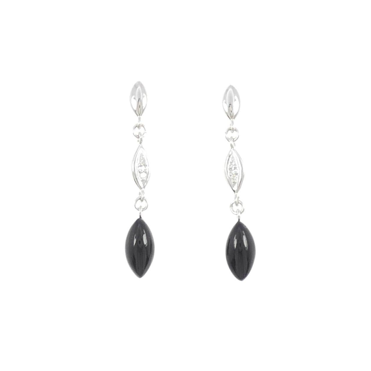 K18WG オニキス ピアス 1.48CT