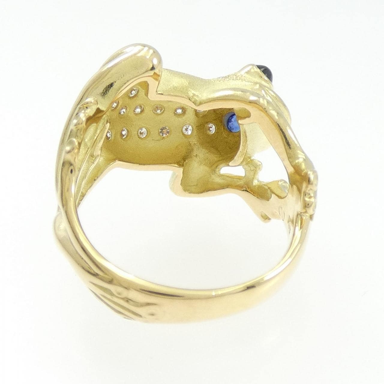K18YG フロッグ サファイヤ リング 0.18CT