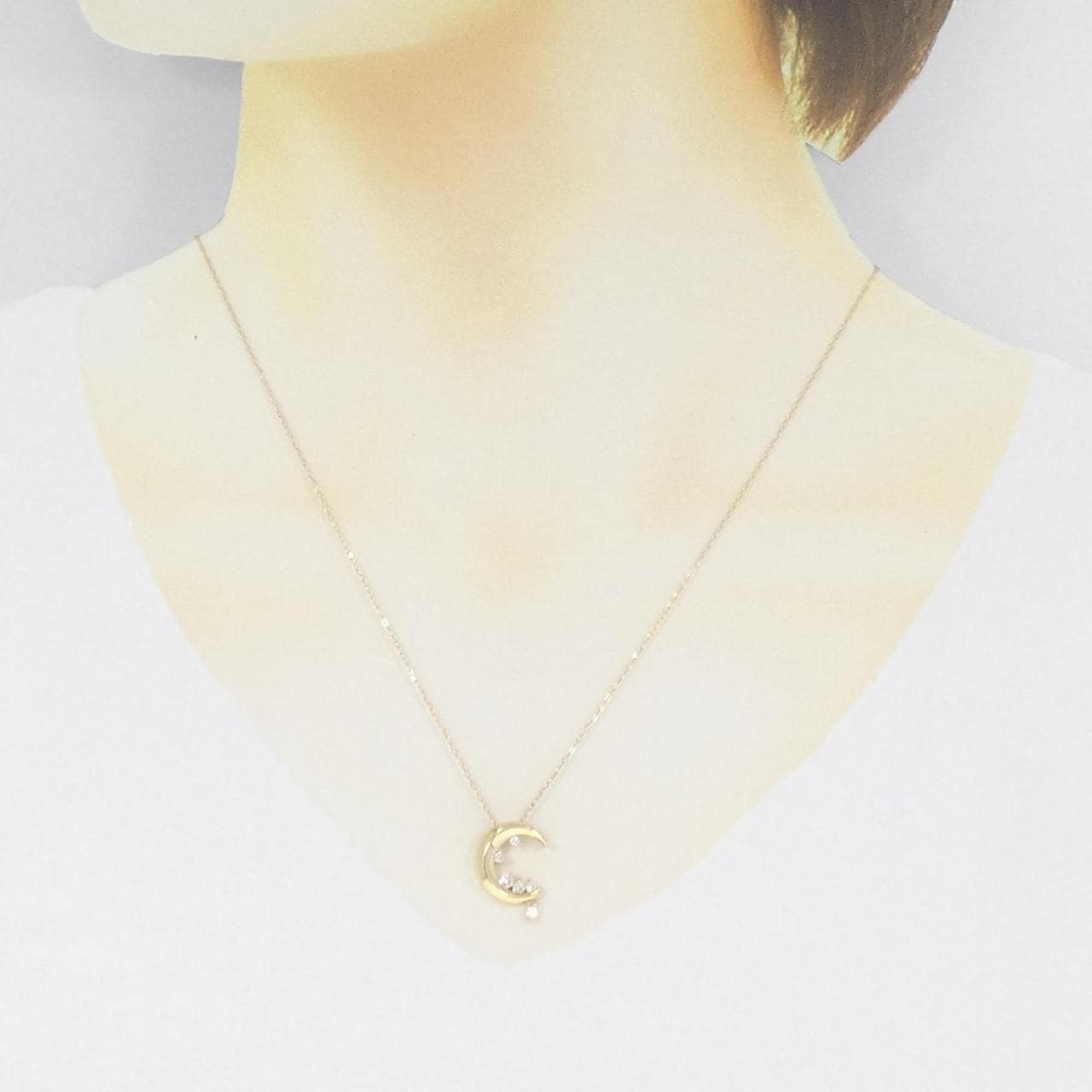 K18YG ムーン ダイヤモンド ネックレス 0.15CT