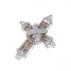 K18WG クロス ダイヤモンド ペンダント