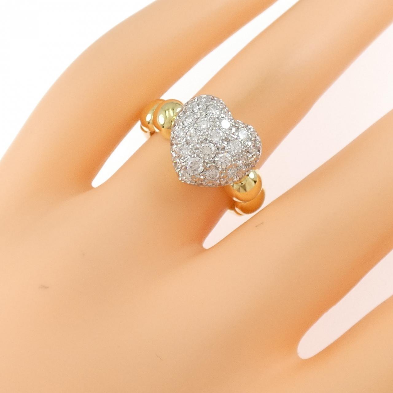 K18YG/PT900 ハート ダイヤモンド リング 1.00CT