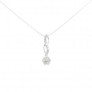 PT900/K18WG フラワー ダイヤモンド ネックレス 0.55CT