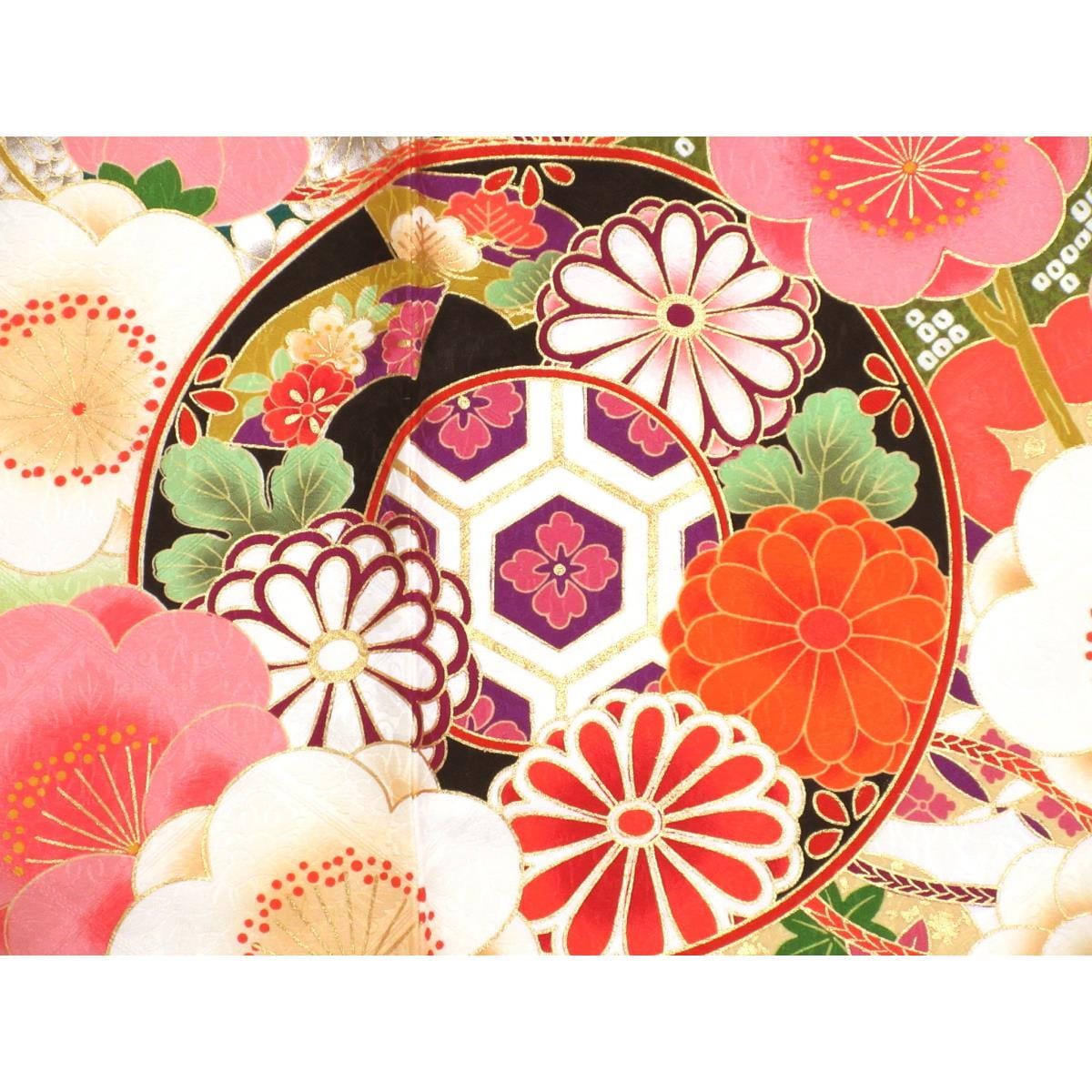 【未使用品】振袖　友禅金彩加工　刺繍入り　ボカシ染