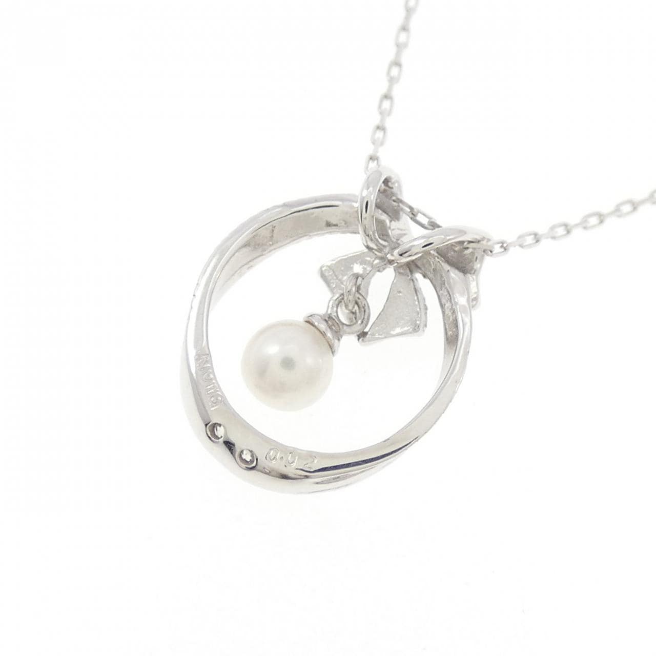 K10WG リボン 淡水パール ネックレス