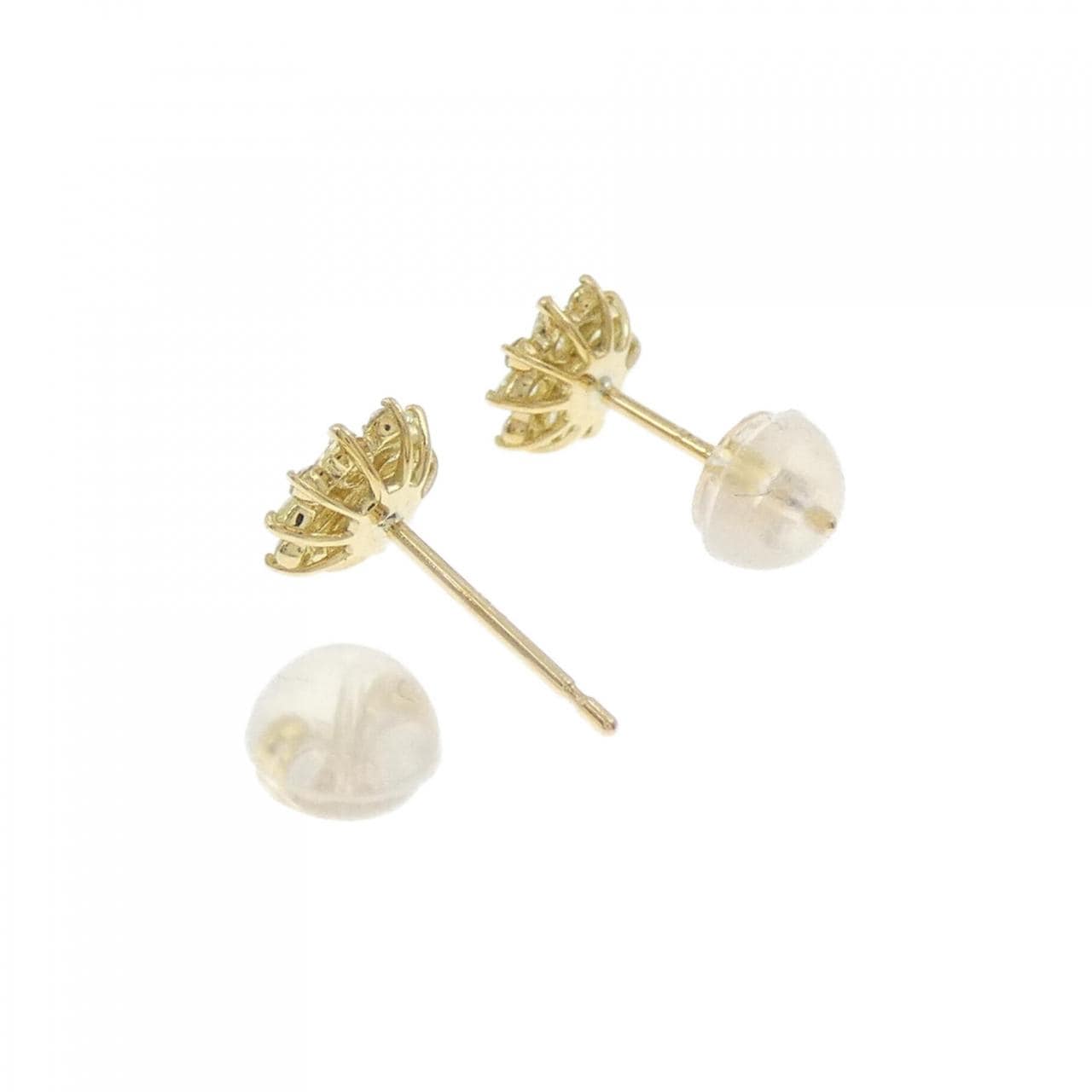 [新品] K18YG 花朵钻石耳环 0.30CT