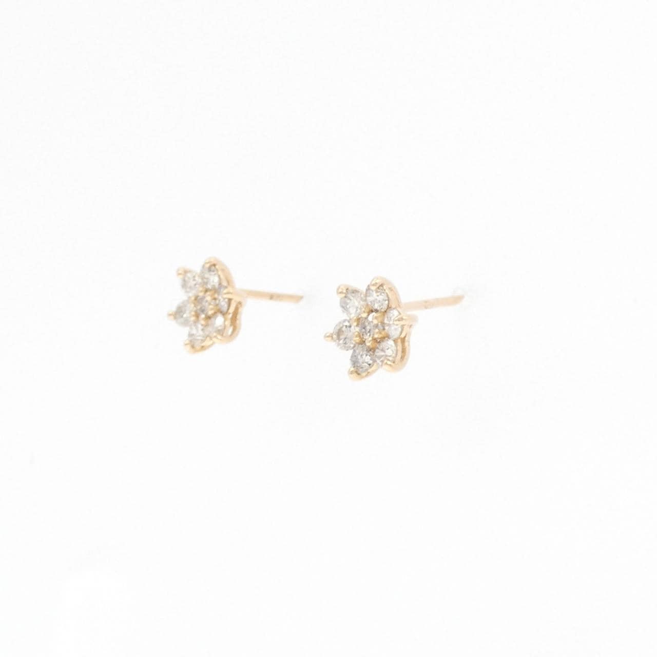 K18PG フラワー ダイヤモンド ピアス 0.50CT