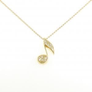 K18YG 音符 ダイヤモンド ネックレス