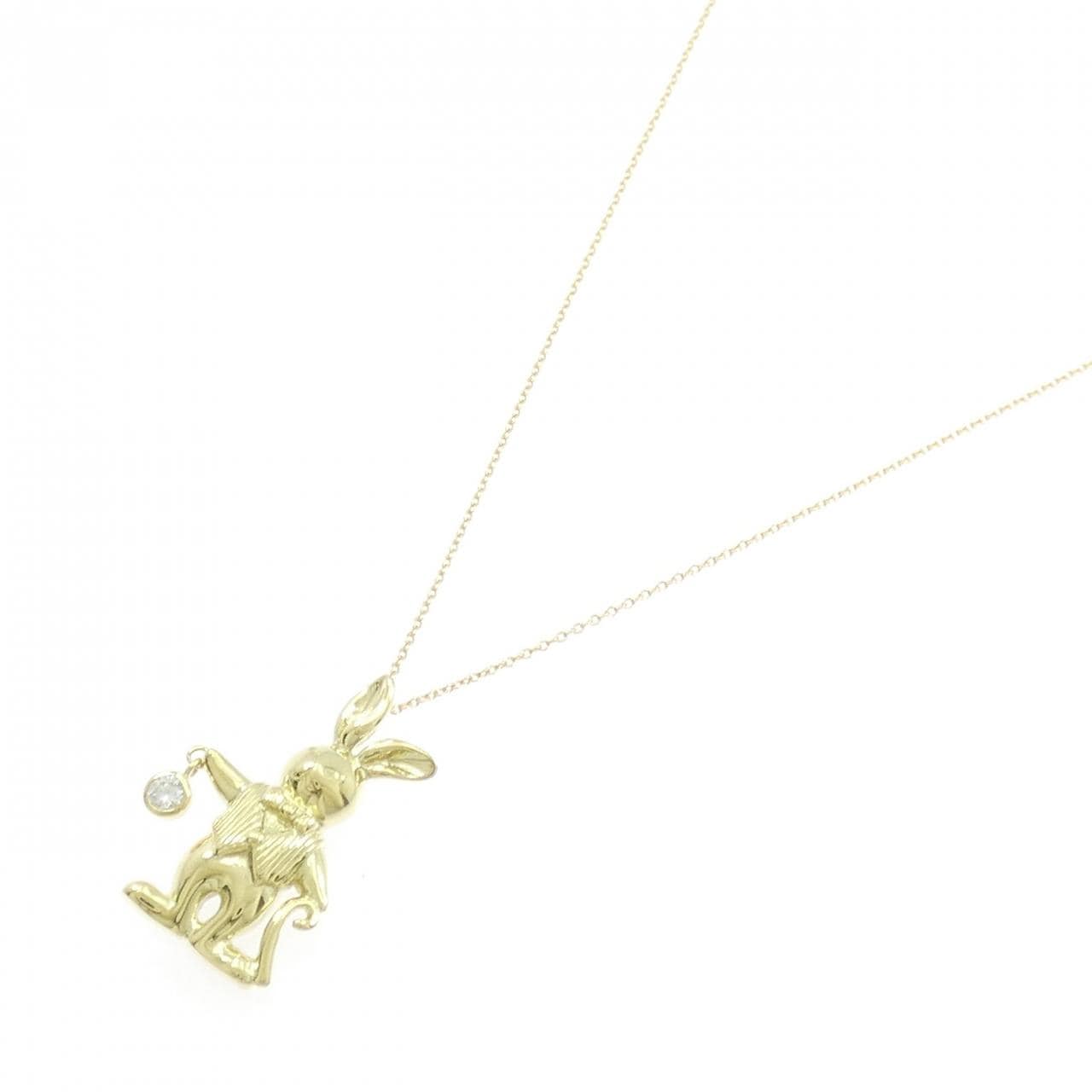 K18YG ラビット ダイヤモンド ネックレス 0.09CT
