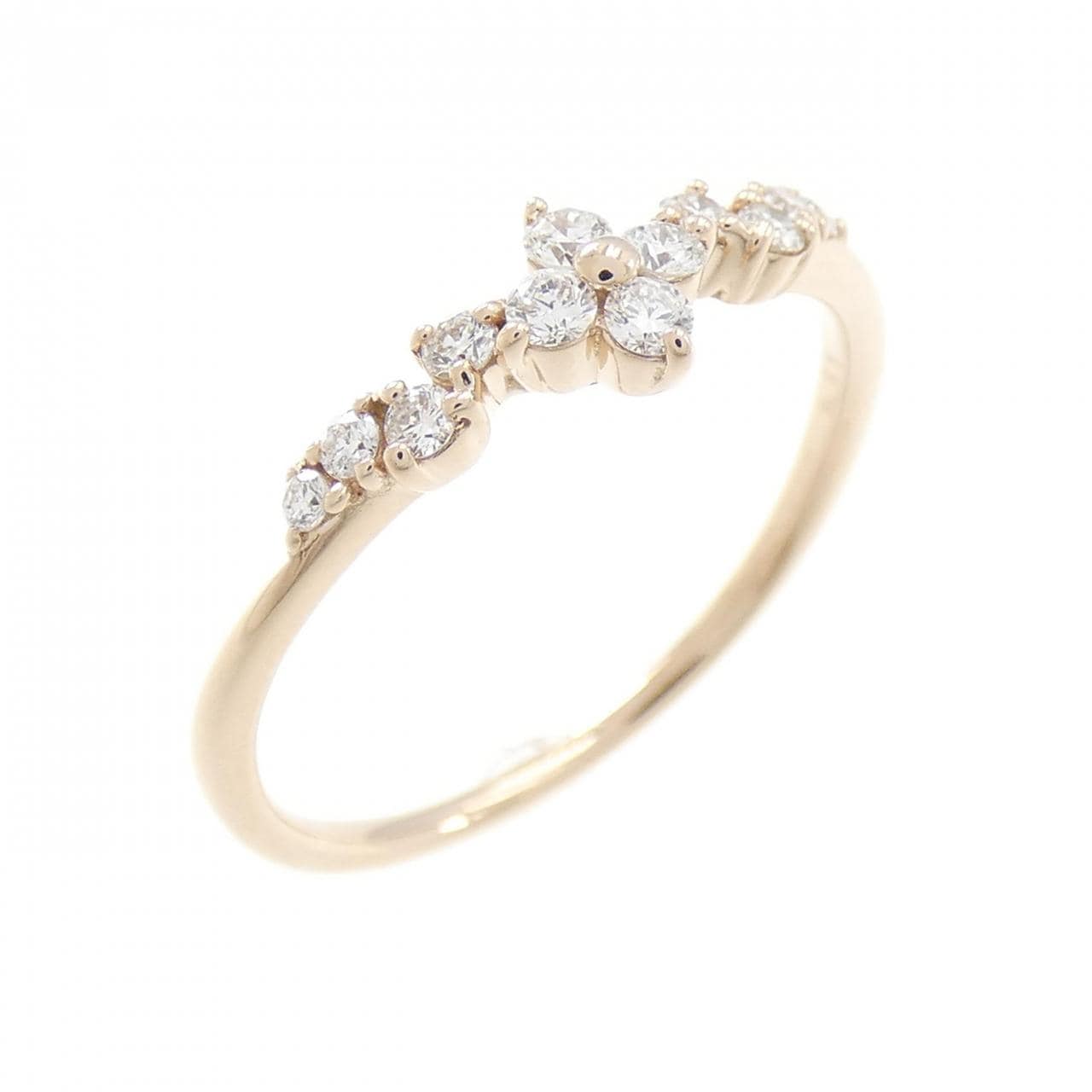 K18PG フラワー ダイヤモンド リング 0.17CT