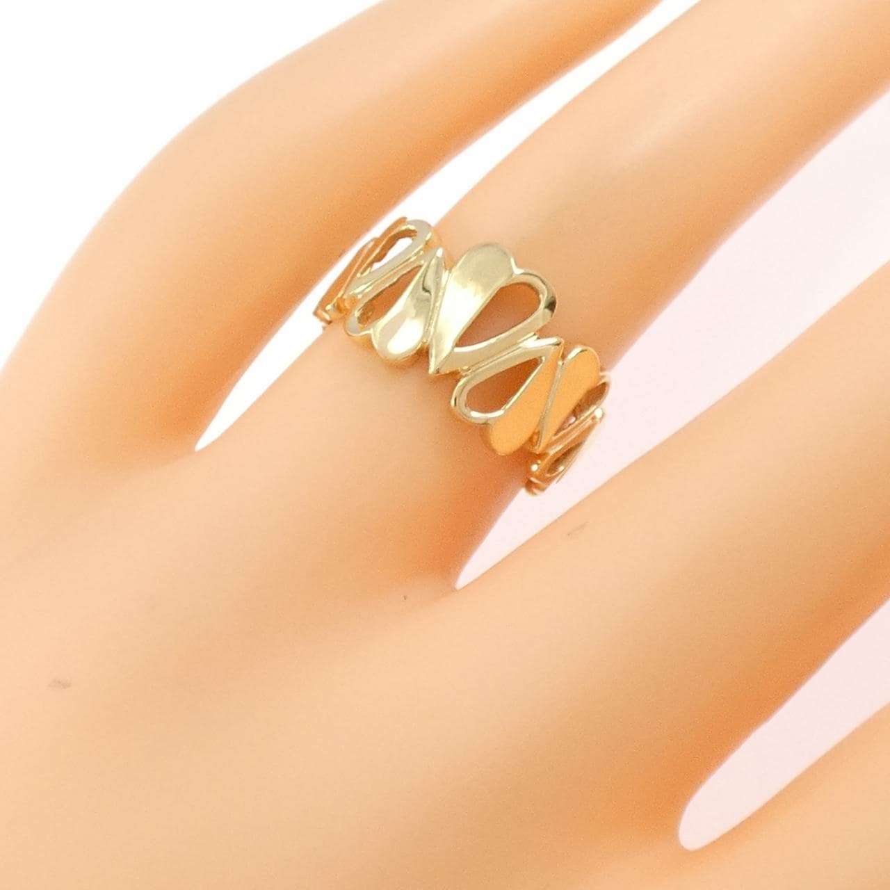 K18YG ハート リング